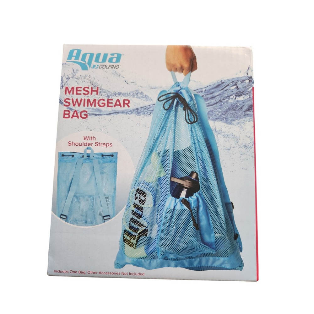 Aqua Dolfino Mesh Swimgear Bag Blue 40L Backpack Shoulder Straps Beach Pool